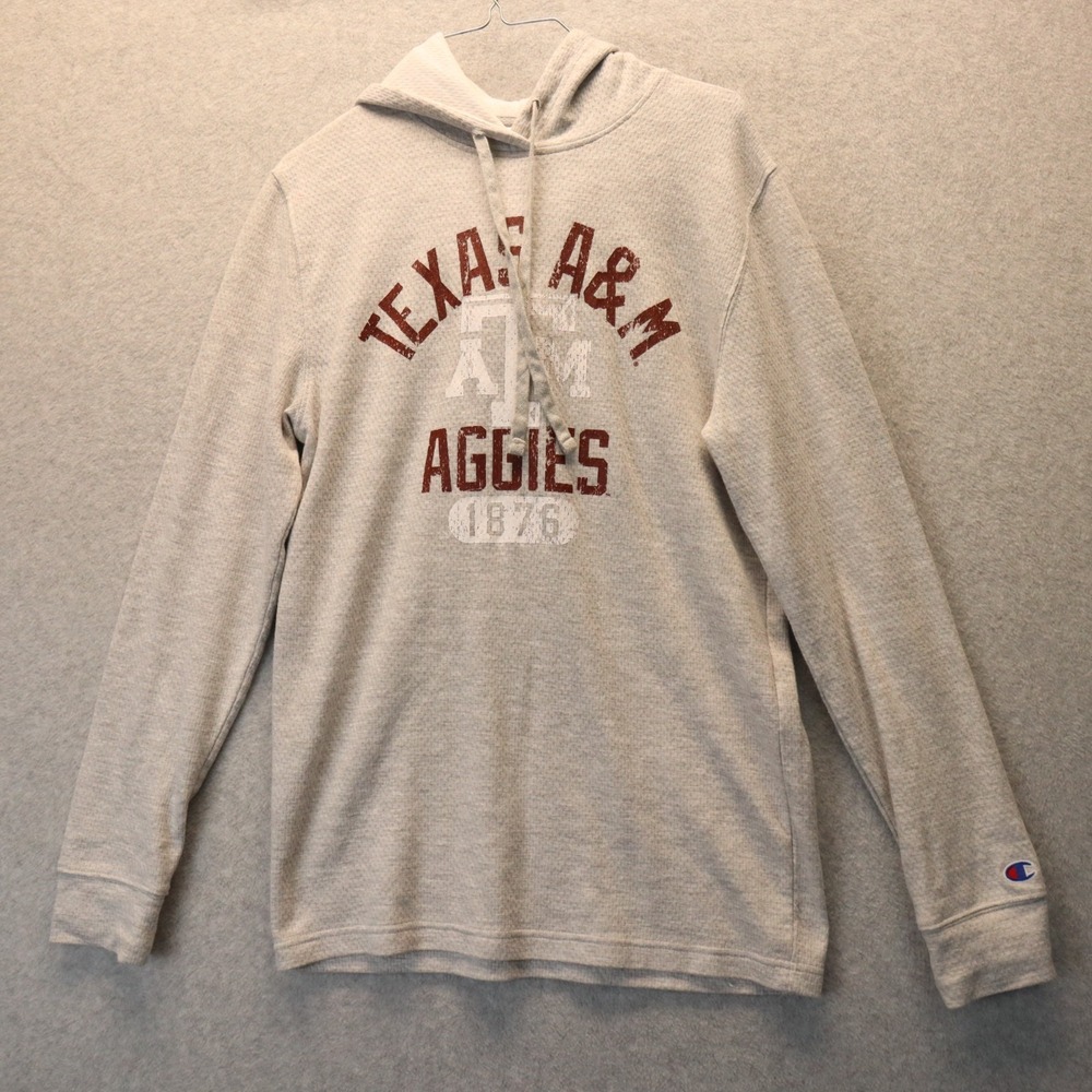 Texas A&M Aggies Hoodie Womens Medium Champion Pullover Sweat Gray Long Sleeve